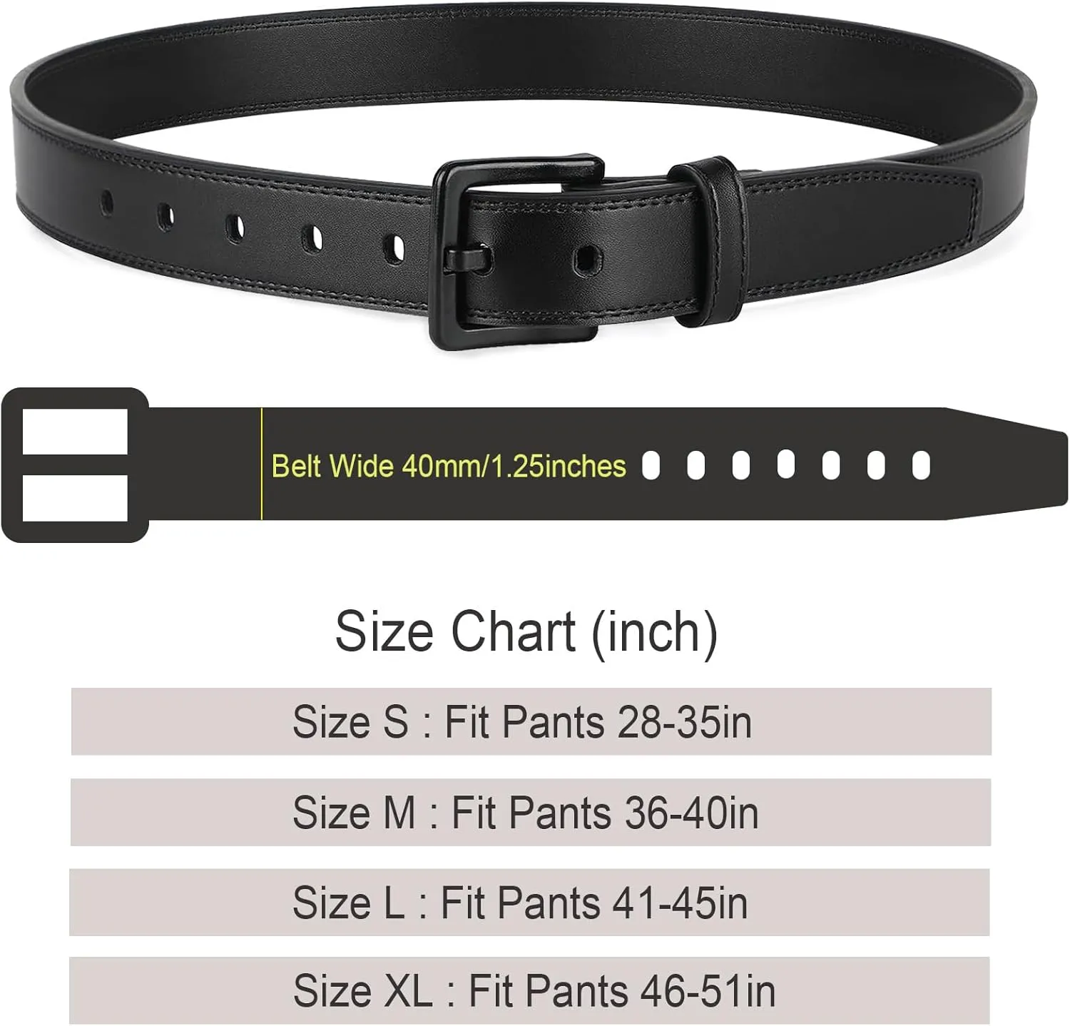 XZQTIVE Men’s Metal Free Belt Hypoallergenic Leather Belts For Jeans Dress Nickle Free TSA Belt With Black Buckle