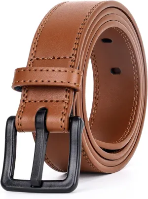XZQTIVE Men’s Metal Free Belt Hypoallergenic Leather Belts For Jeans Dress Nickle Free TSA Belt With Black Buckle