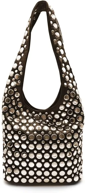 Y2K Hobo Shoulder Bag Punk Studded Top Handle Bag for Women Tote Handbag Fall Trend Purse