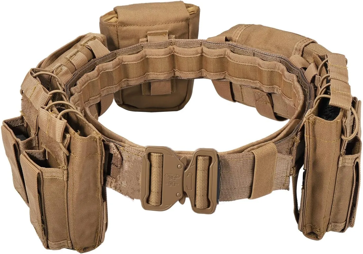 YAKEDA Tactical Battle Belts for Men- Quick Release Trigger Airsoft Belt Heavy Duty Belts with Pouches 7 PCS