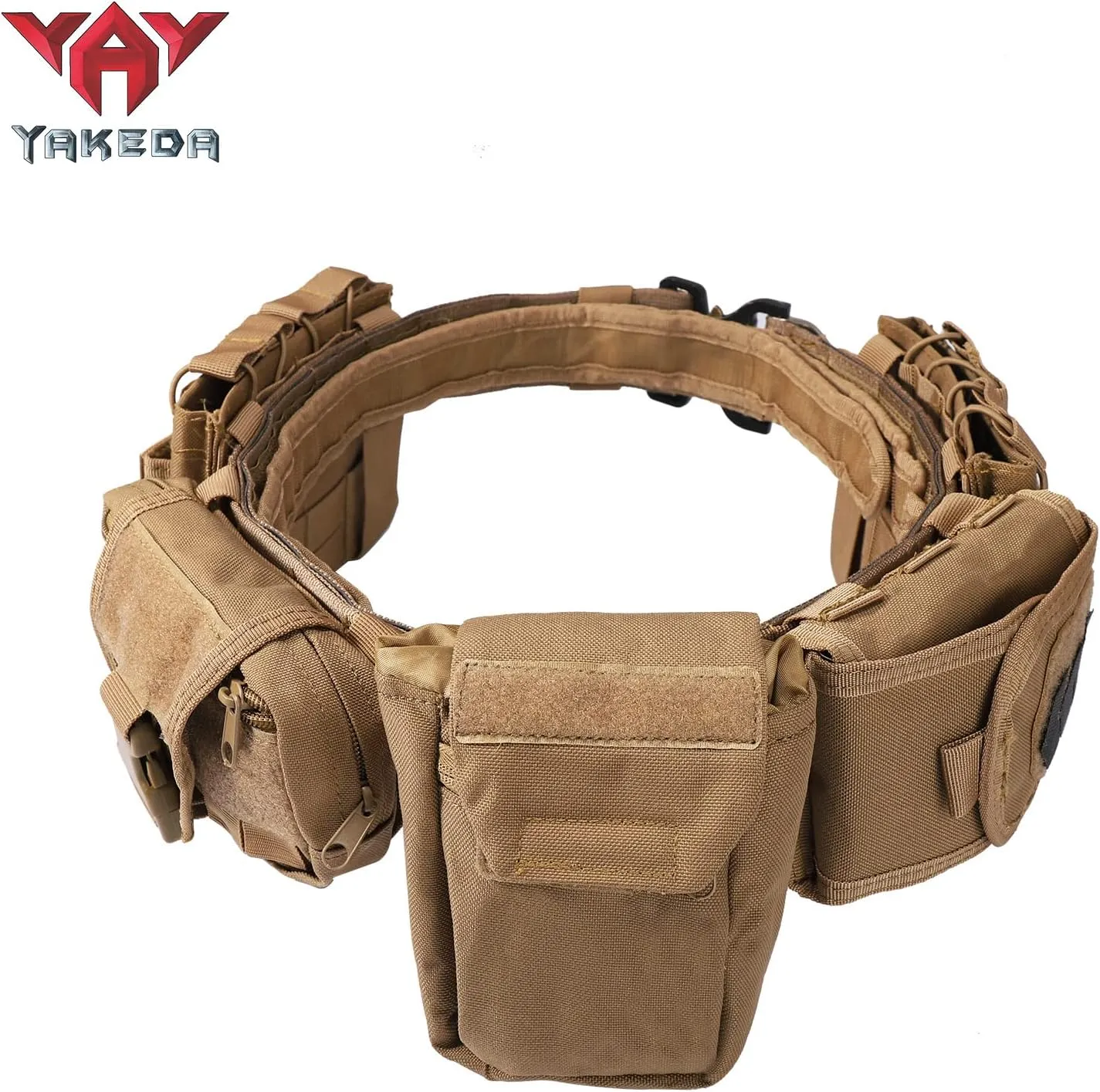 YAKEDA Tactical Battle Belts for Men- Quick Release Trigger Airsoft Belt Heavy Duty Belts with Pouches 7 PCS