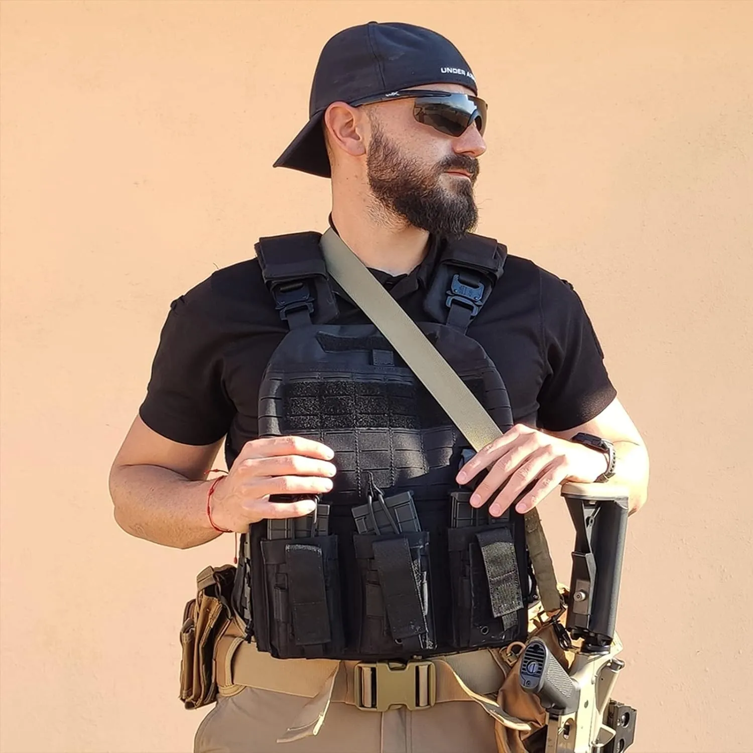 YAKEDA Tactical Battle Belts for Men- Quick Release Trigger Airsoft Belt Heavy Duty Belts with Pouches 7 PCS