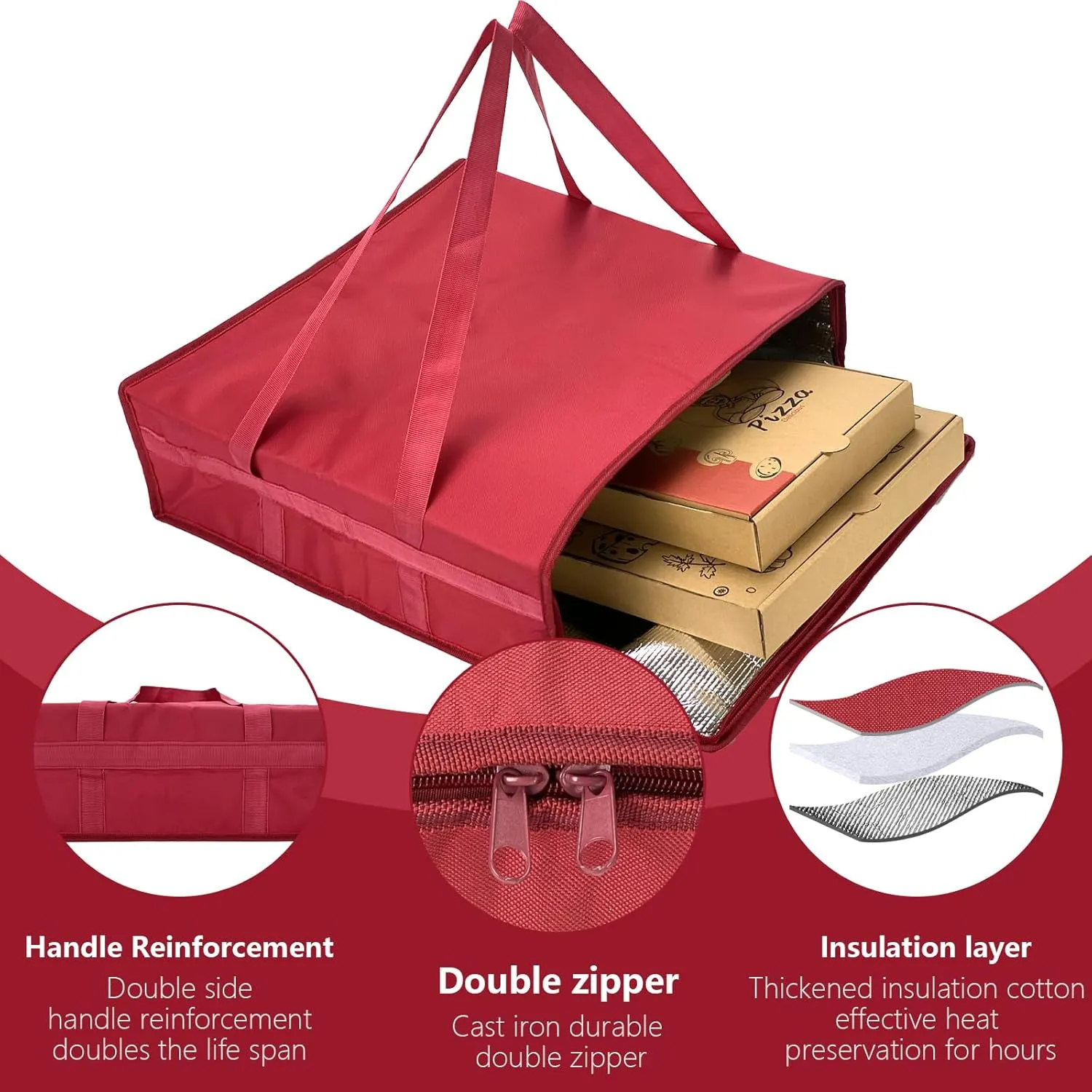 Yalin XXXL Large Insulated Cooler Bag, Styrofoam Cooler of Keep Food Hot or Cold, Reusable Double Zipper Food Delivery Bag for Grocery Shopping, 23" W x 15" H x 14" D