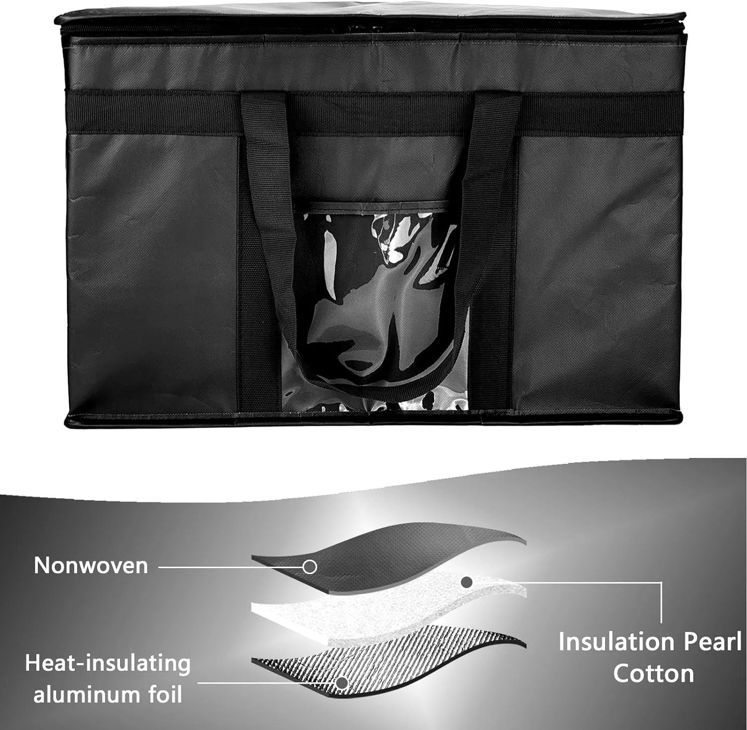 Yalin XXXL Large Insulated Cooler Bag, Styrofoam Cooler of Keep Food Hot or Cold, Reusable Double Zipper Food Delivery Bag for Grocery Shopping, 23" W x 15" H x 14" D