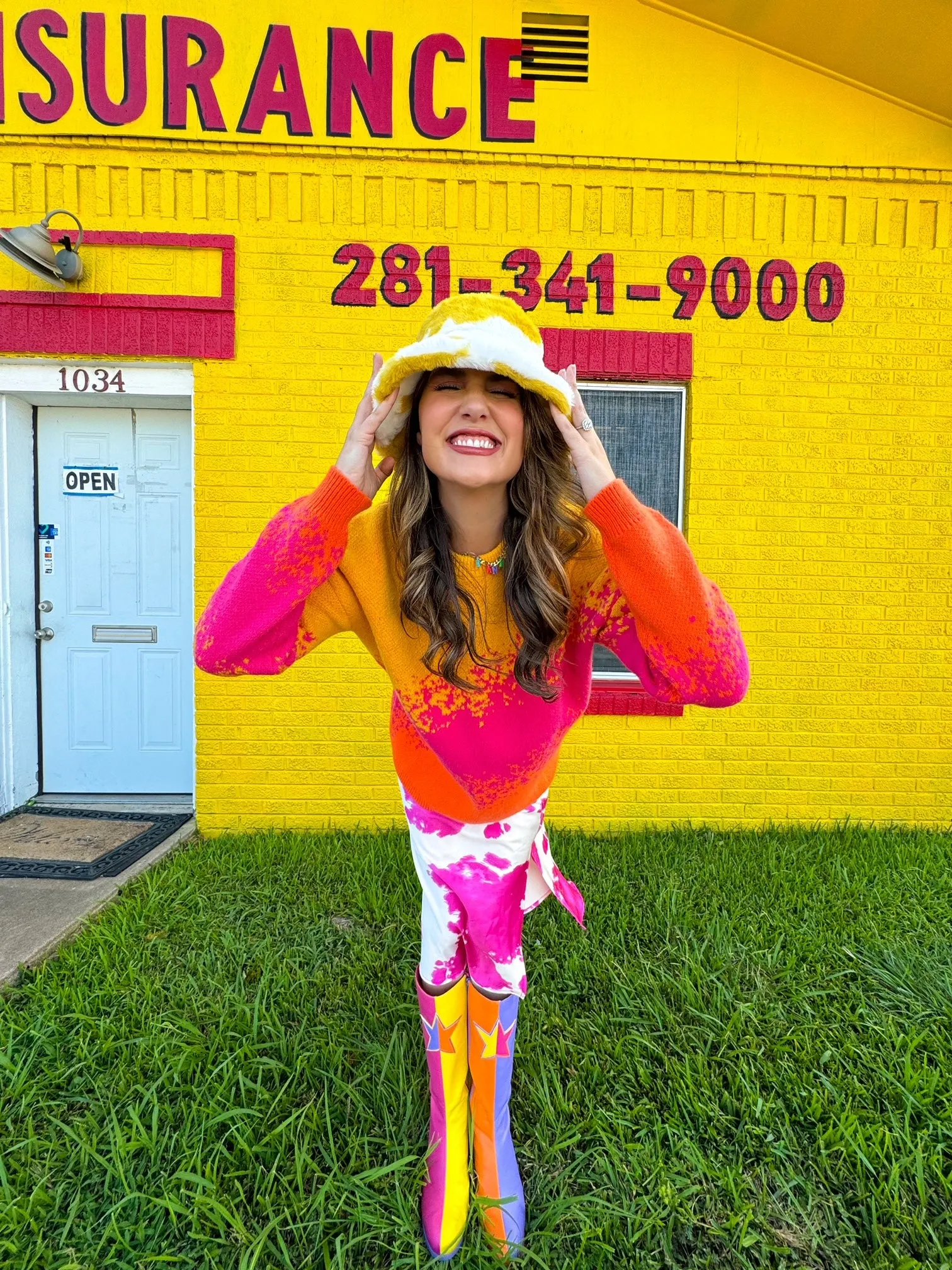 Yellow Cow Print Bucket Hat