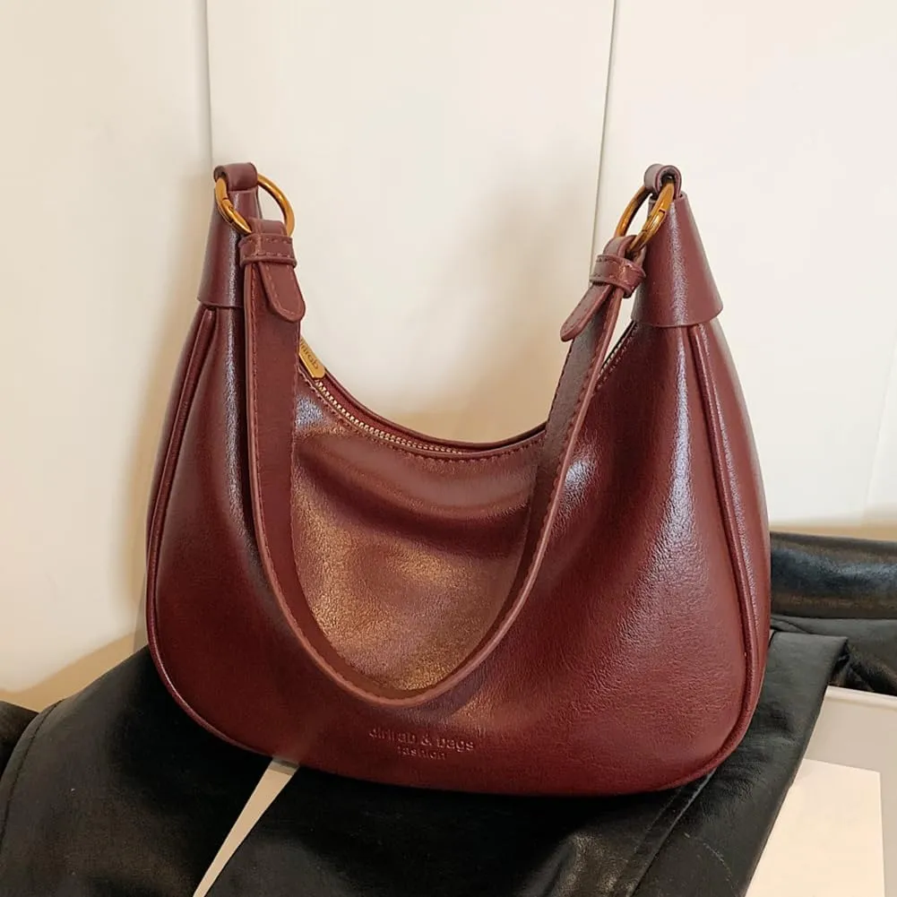 YFGBCX Small Shoulder Bag Crossbody Red Crescent Retro Solid Color Half Moon Fall Purse
