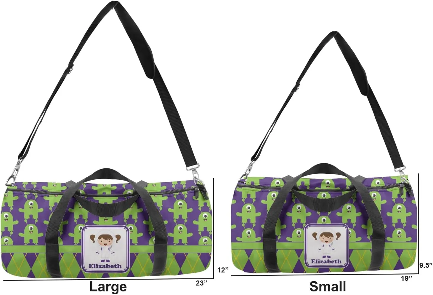 YouCustomizeIt Personalized Astronaut, Aliens & Argyle Duffel Bag
