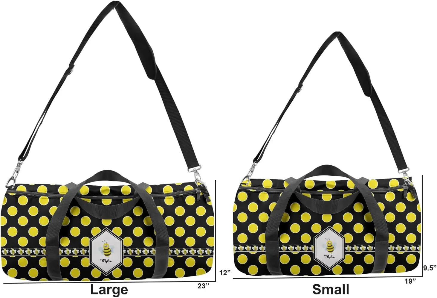YouCustomizeIt Personalized Bee & Polka Dots Duffel Bag