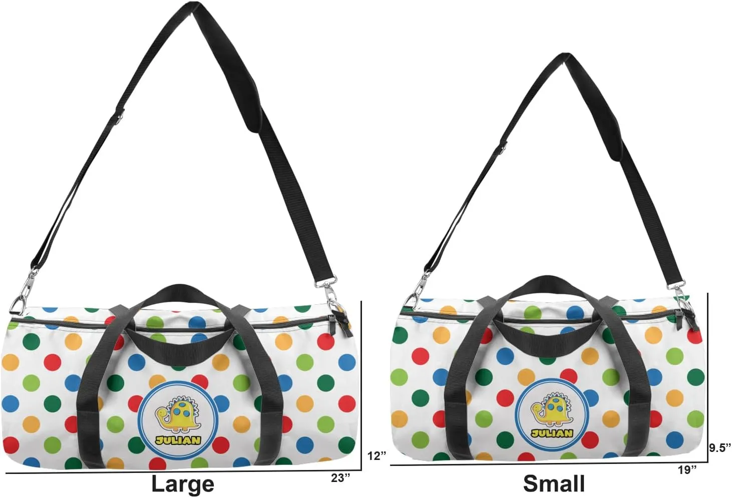 YouCustomizeIt Personalized Dots & Dinosaur Duffel Bag