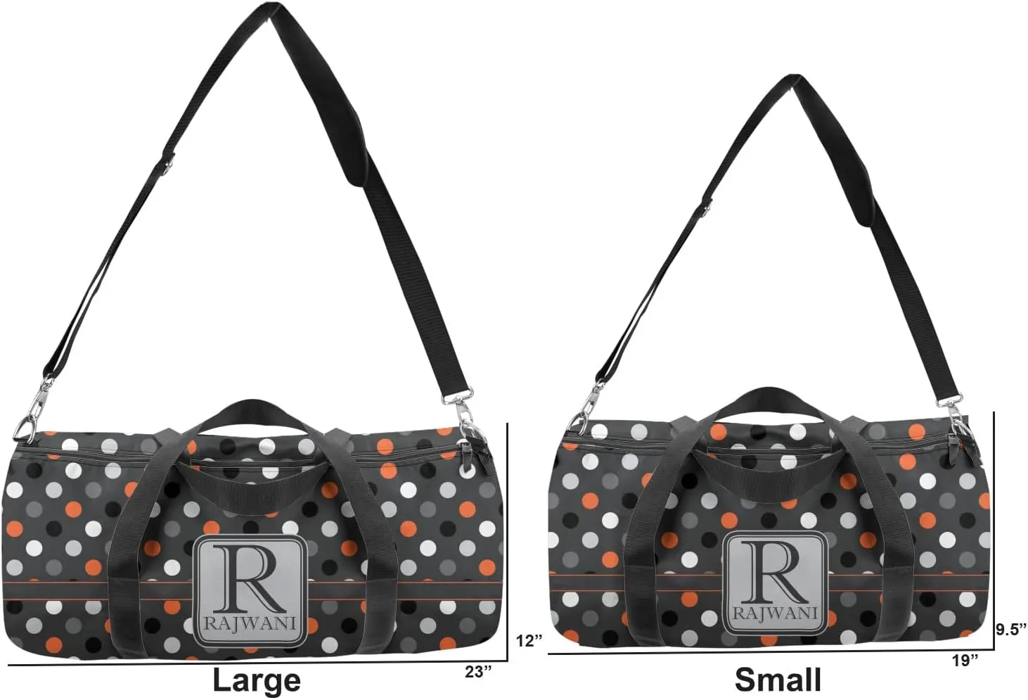 YouCustomizeIt Personalized Gray Dots Duffel Bag