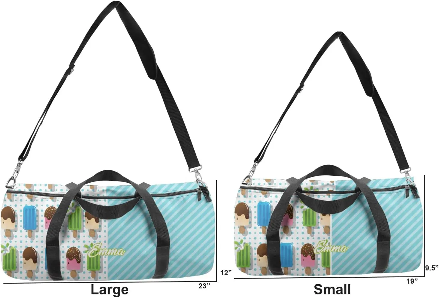 YouCustomizeIt Personalized Popsicles and Polka Dots Duffel Bag