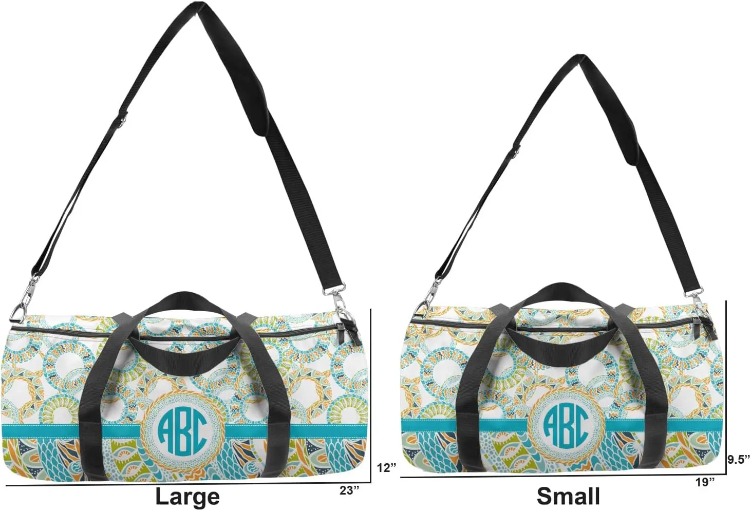 YouCustomizeIt Personalized Teal Circles & Stripes Duffel Bag