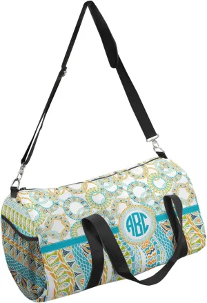 YouCustomizeIt Personalized Teal Circles & Stripes Duffel Bag