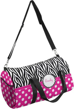 YouCustomizeIt Personalized Zebra Print & Polka Dots Duffel Bag