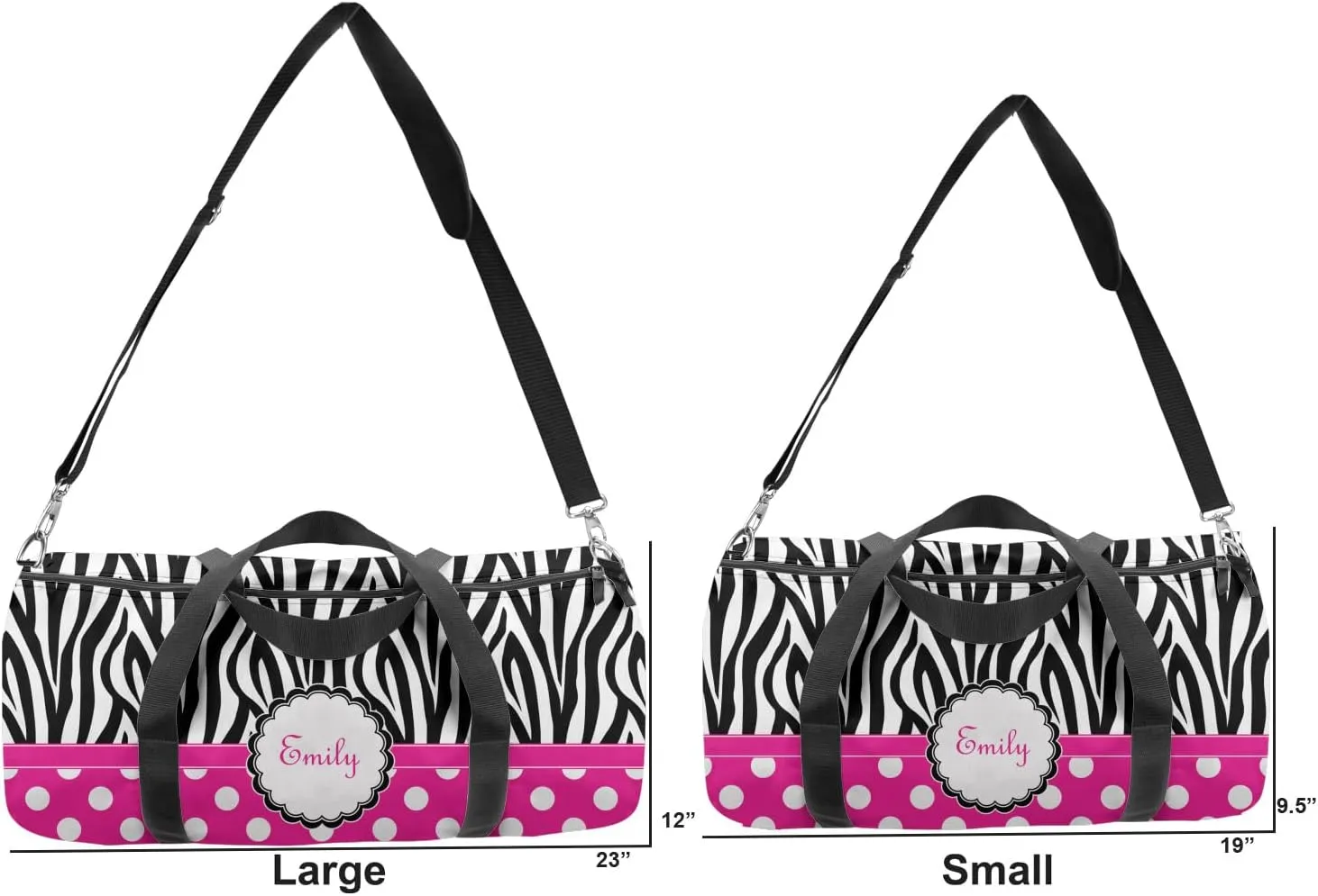YouCustomizeIt Personalized Zebra Print & Polka Dots Duffel Bag