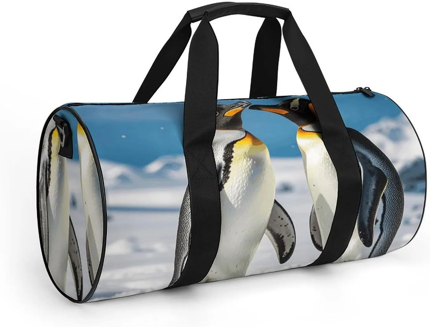 Young Penguins With Snow Gym Bag Small Travel Duffle Bag with Compartment Carry On Weekender Bag for Women Men