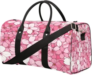 Yzrwebo Cherry Blossom Travel Duffle Bag for Men Women Pink Petals Overnight Weekender Bag Foldable Travel Duffel Bag Large Sports Gym Bag Waterproof Luggage Tote Bag Tear Resistant