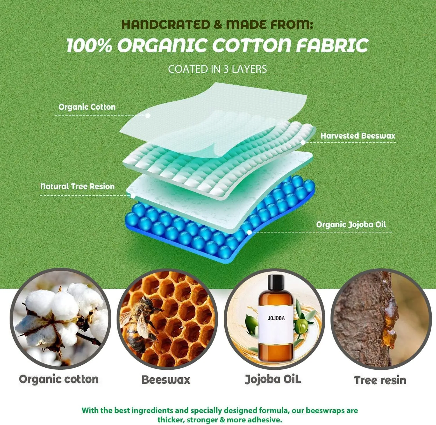 Zelten Beeswax Reusable Food Wraps - (6 Packs, 3 Sizes S,M,L, with 1 Meter Hemp Rope, Two Buttons) Plastic and Silicone Free, Eco-friendly Wrap, Wax Paper for Food,Strawberry