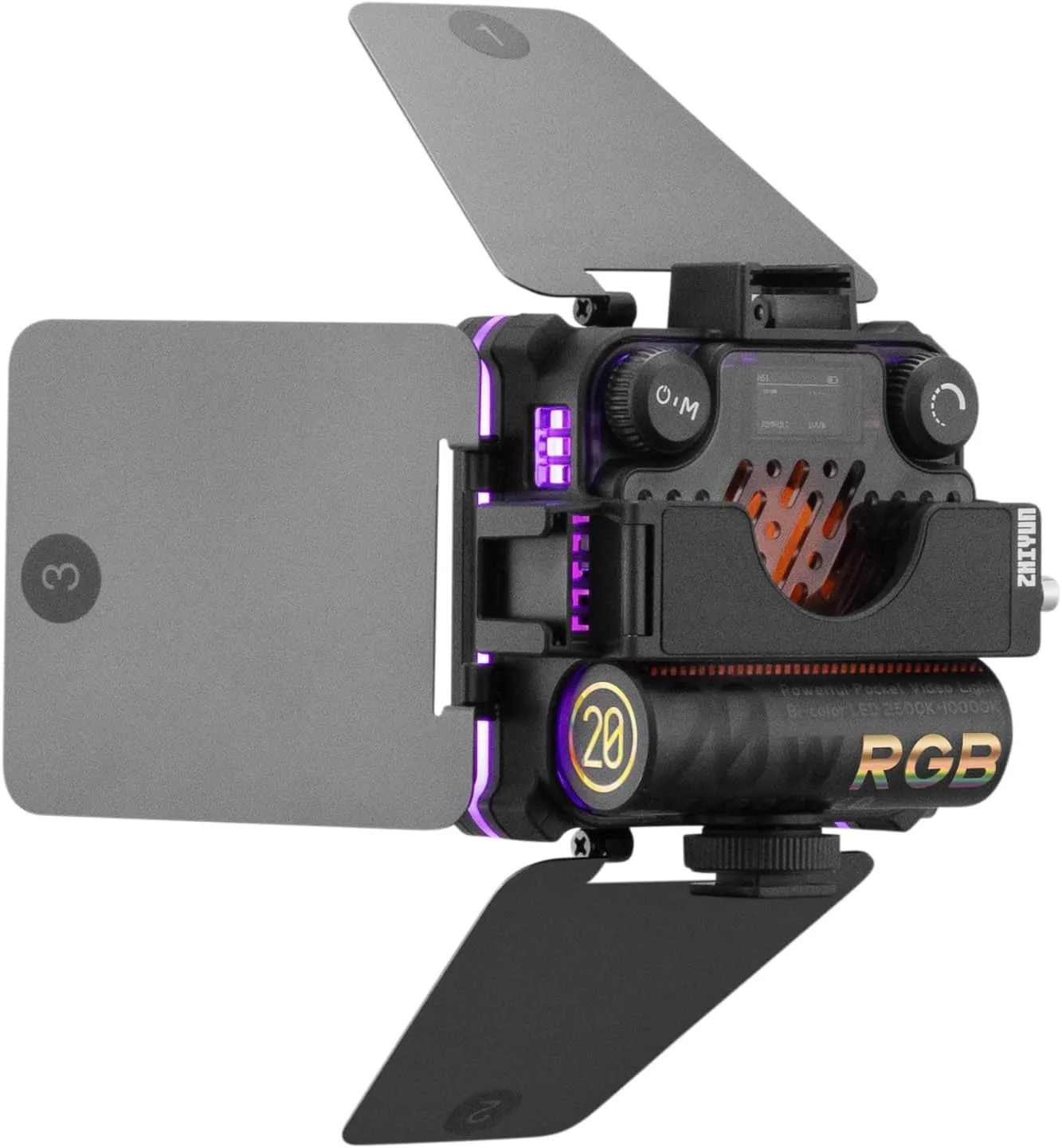 ZHIYUN FIVERAY M20C Combo 20W RGB LED Video Light - Portable Camera Light with HSI Mode, 2500K-10000K Bi-Color, 16 Light Effects, TLCI 96 , Magnetic Mount & App Control, USB-C PD for Filmmaking